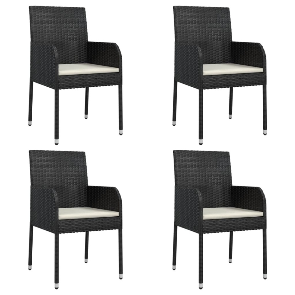 Set mobilier de grădină cu perne, 5 piese, negru, poliratan - 3 | YEO