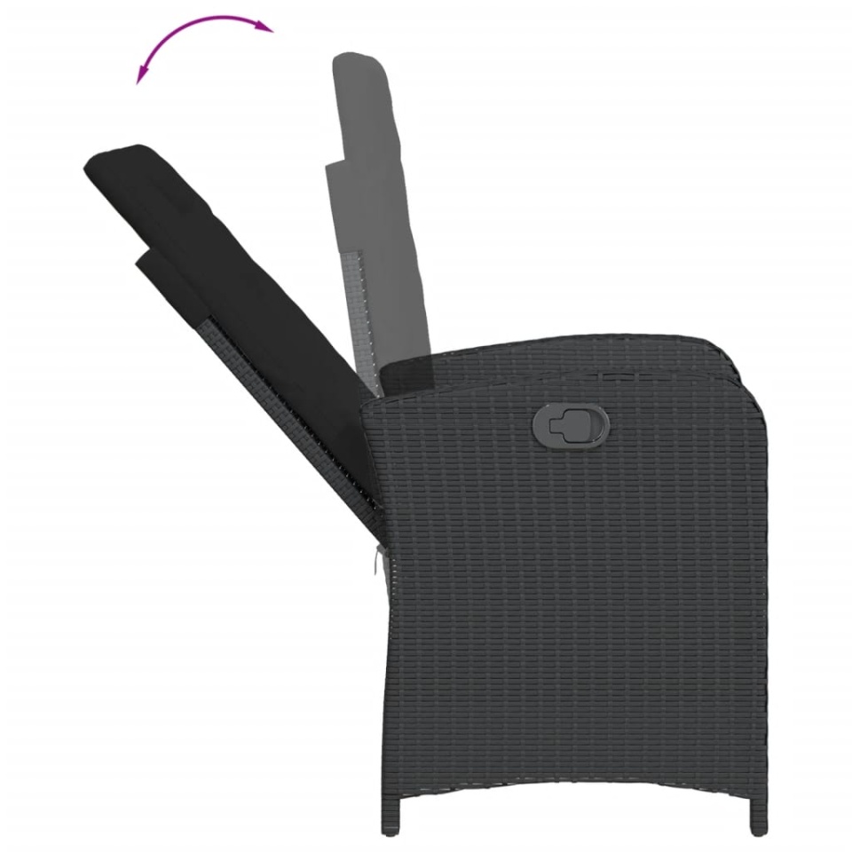 Set mobilier de grădină cu perne, 5 piese, negru, poliratan - 3 | YEO