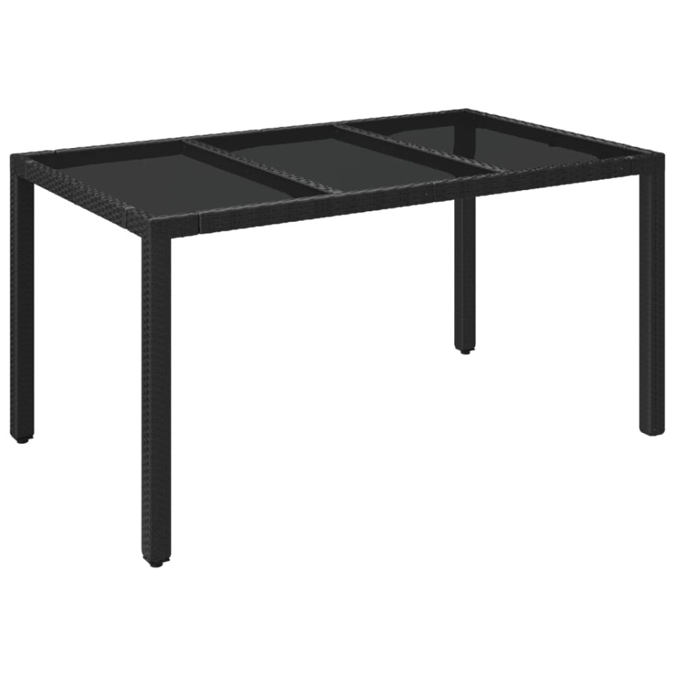Set mobilier de grădină cu perne, 5 piese, negru, poliratan - 3 | YEO