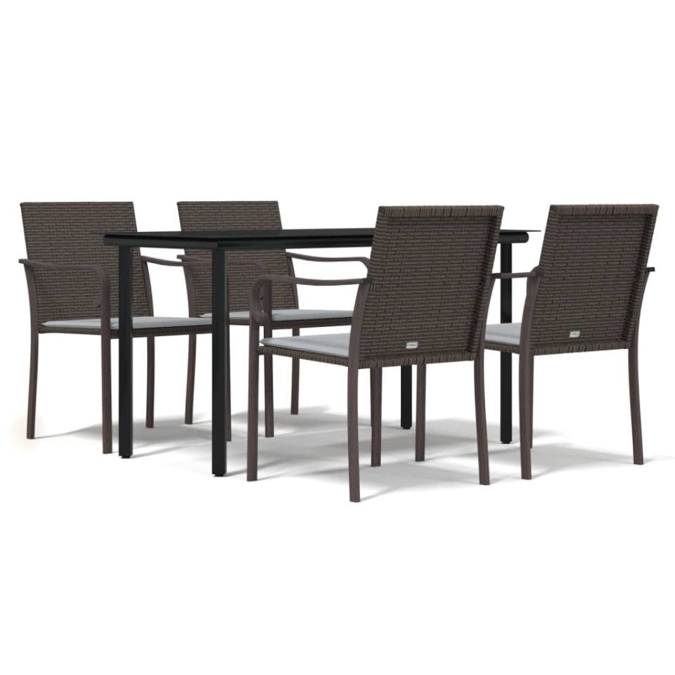 Set mobilier de grădină cu perne, 5 piese, poliratan și oțel - 1 | YEO