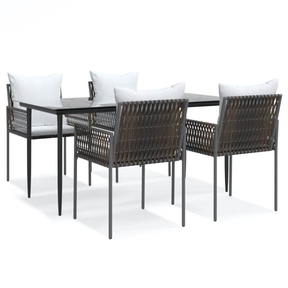 Set mobilier de grădină cu perne, 5 piese, poliratan și oțel - 1 | YEO