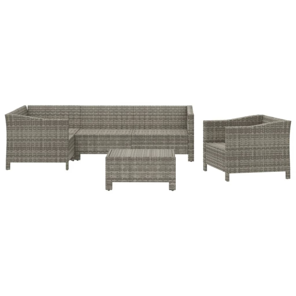 Set mobilier de grădină cu perne, 6 piese, gri, poliratan - 3 | YEO