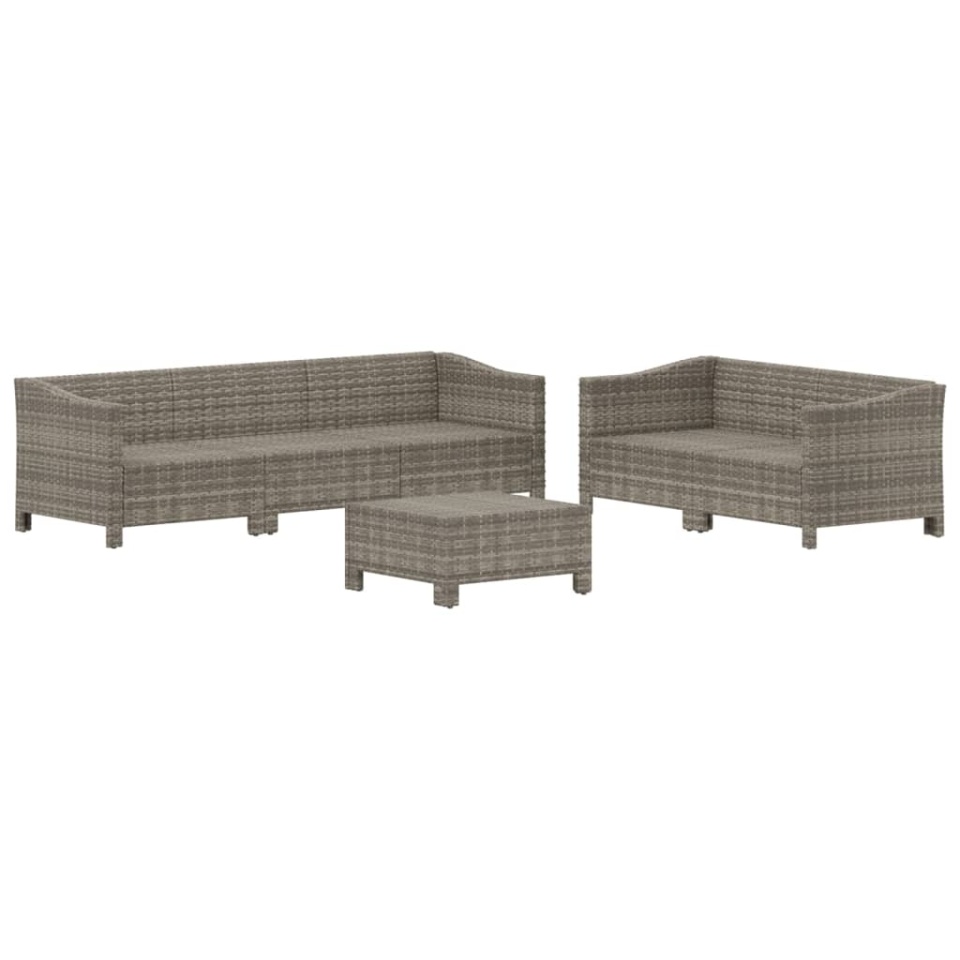 Set mobilier de grădină cu perne, 6 piese, gri, poliratan - 3 | YEO