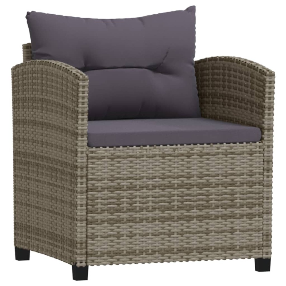 Set mobilier de grădină cu perne, 7 piese, gri, poliratan - 2 | YEO