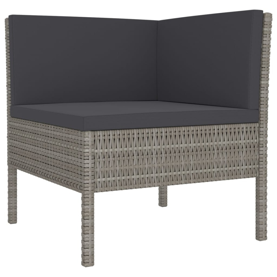 Set mobilier de grădină cu perne, 7 piese, gri, poliratan - 3 | YEO