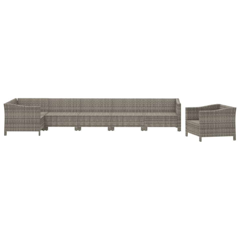 Set mobilier de grădină cu perne, 7 piese, gri, poliratan - 3 | YEO