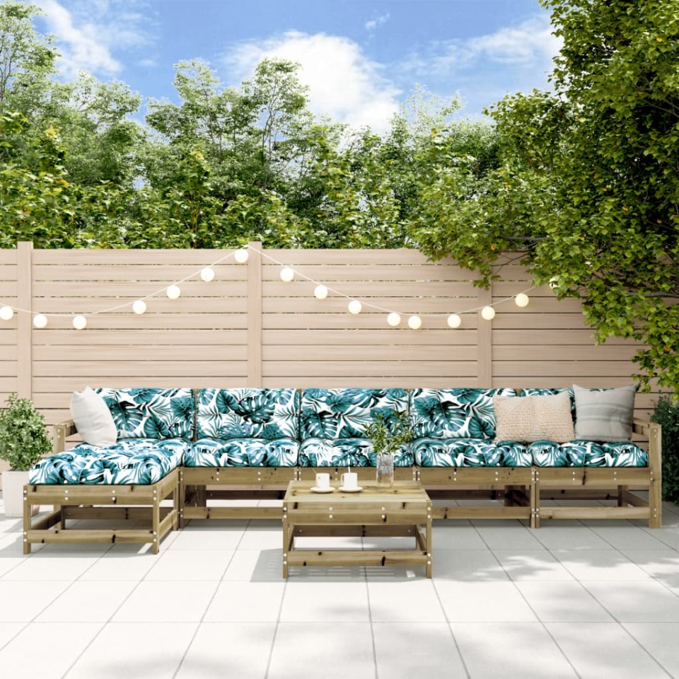 Set mobilier de grădină cu perne, 7 piese, lemn de pin tratat