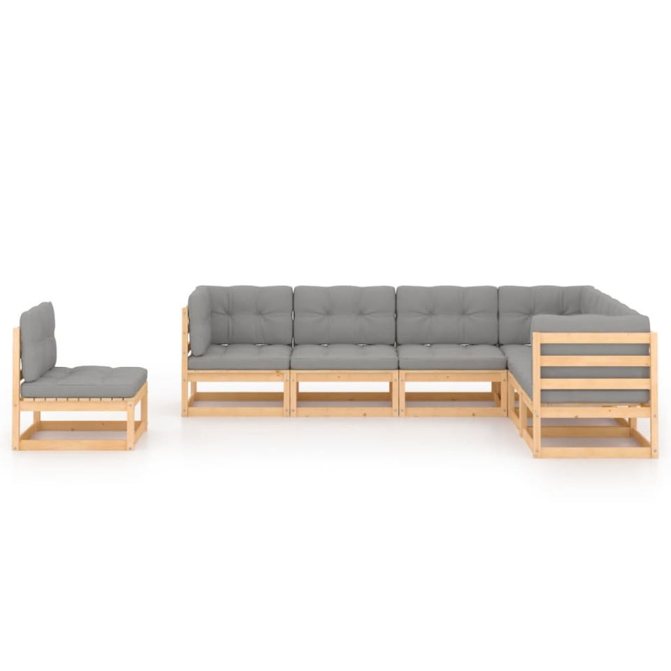 Set mobilier de grădină cu perne, 7 piese, lemn masiv de pin - 1 | YEO