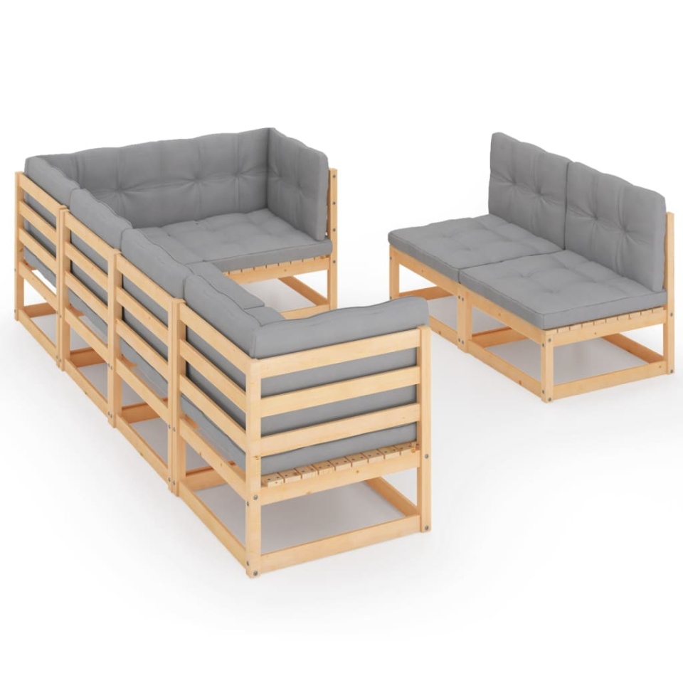 Set mobilier de grădină cu perne, 7 piese, lemn masiv de pin - 1 | YEO