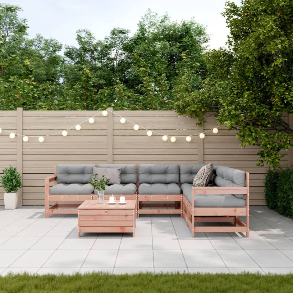 Set mobilier de grădină cu perne, 7 piese, lemn masiv douglas - 2 | YEO
