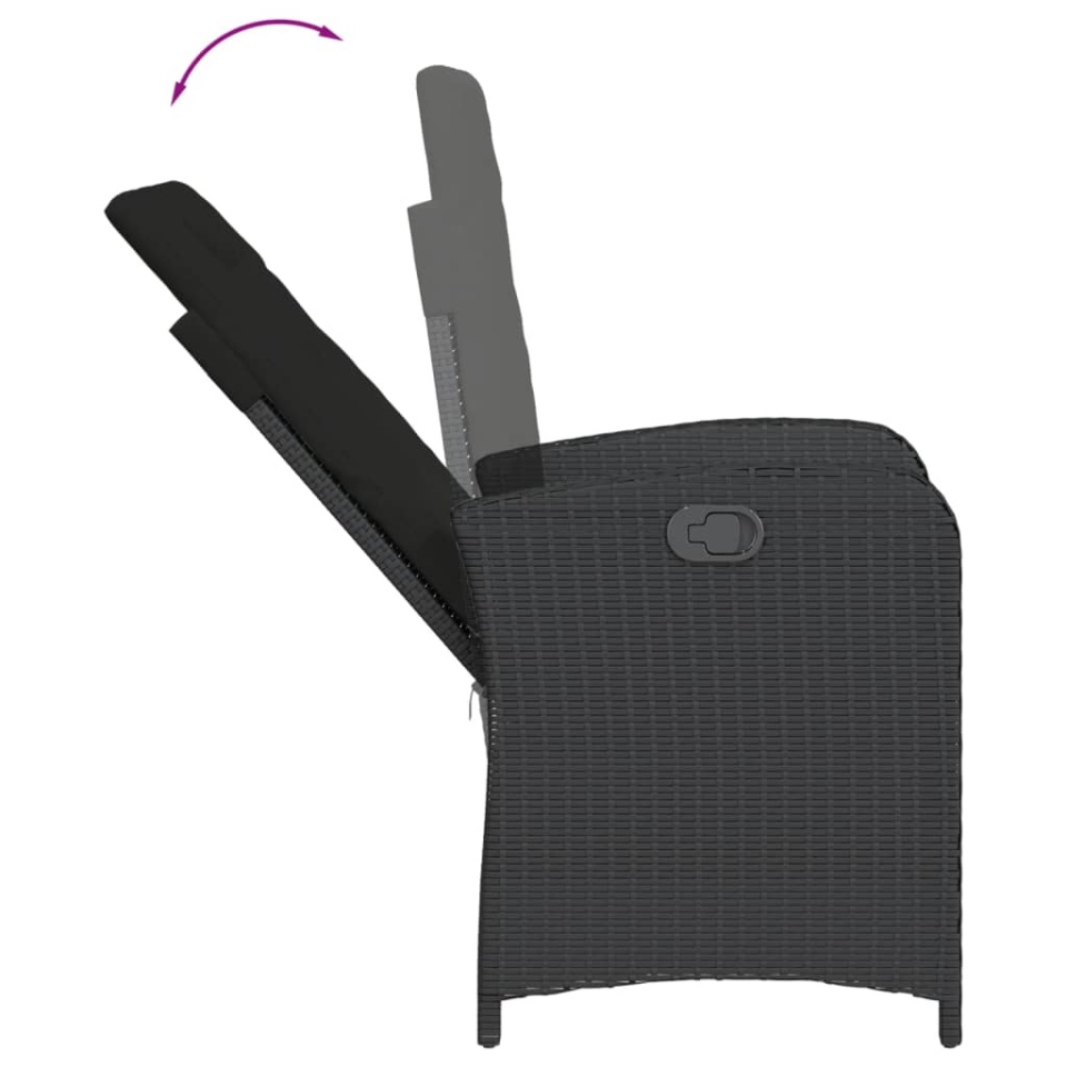 Set mobilier de grădină cu perne, 7 piese, negru, poliratan - 3 | YEO