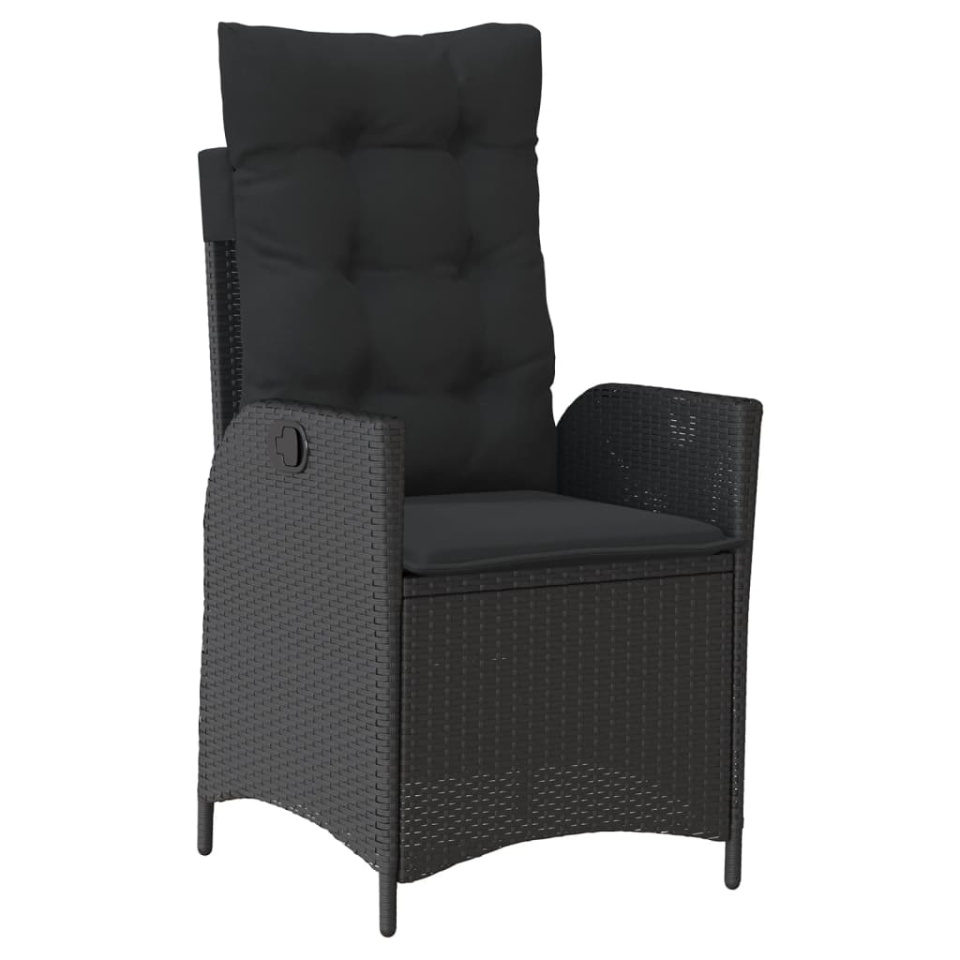 Set mobilier de grădină cu perne, 7 piese, negru, poliratan - 2 | YEO