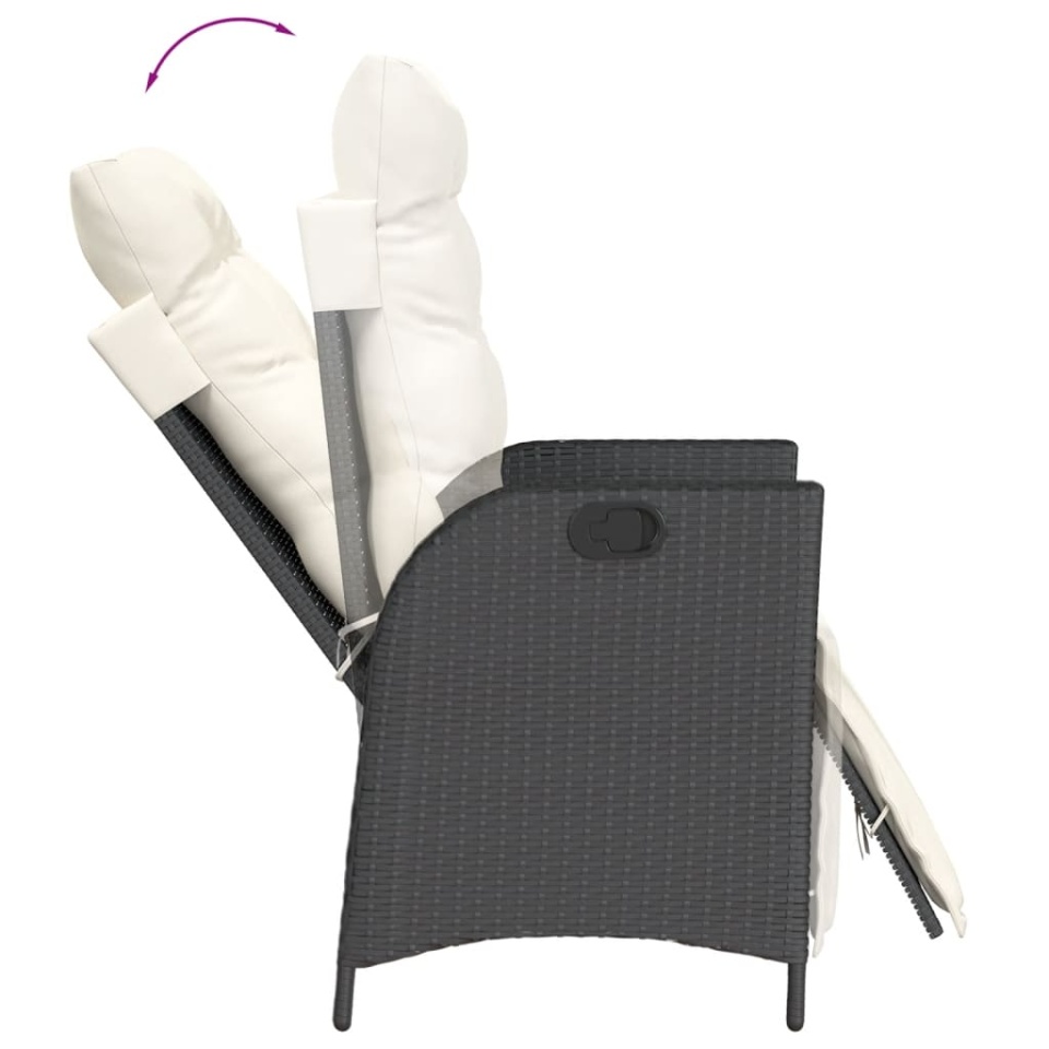 Set mobilier de grădină cu perne, 7 piese, negru, poliratan - 3 | YEO