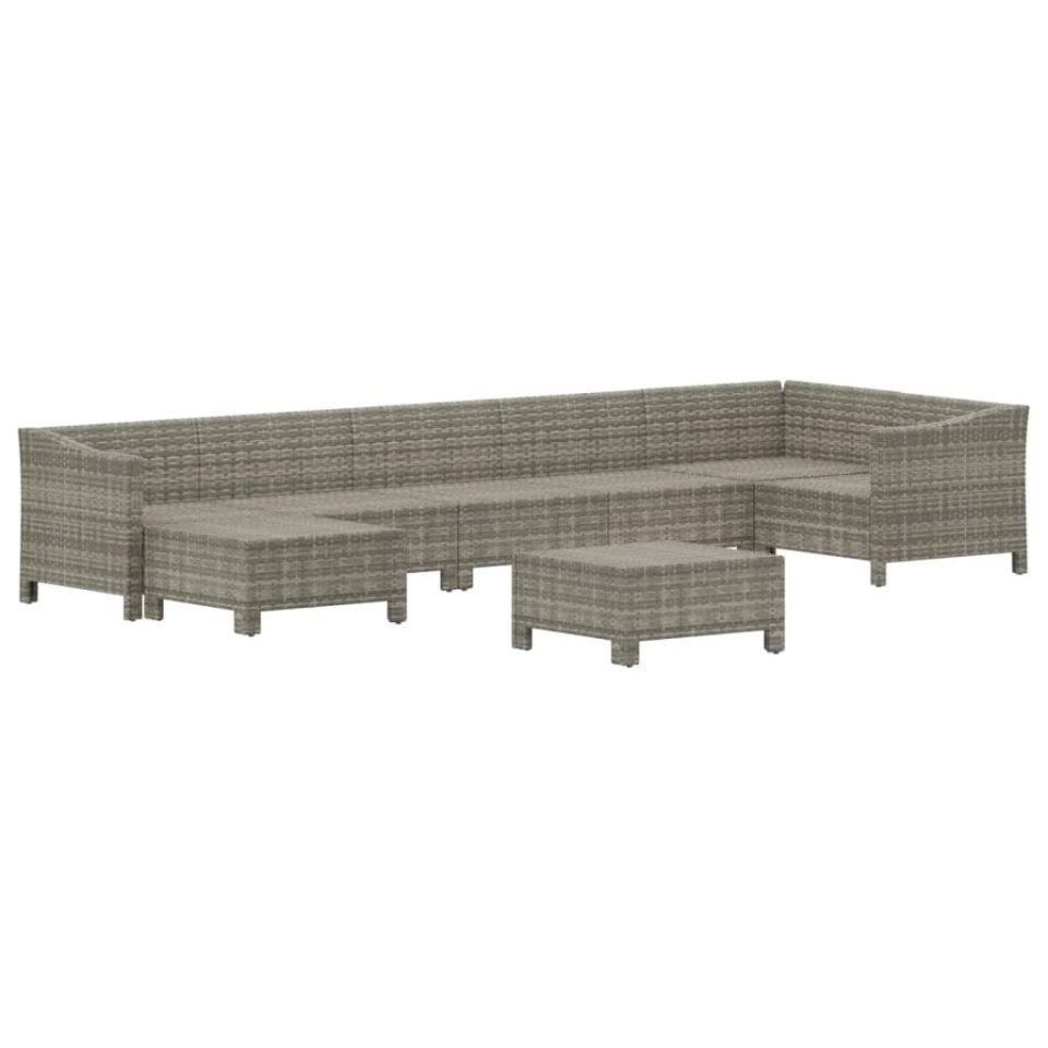 Set mobilier de grădină cu perne, 8 piese, gri, poliratan - 3 | YEO