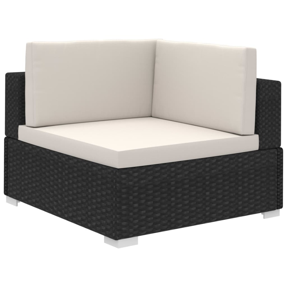 Set mobilier de grădină cu perne, 8 piese, negru, poliratan - 2 | YEO