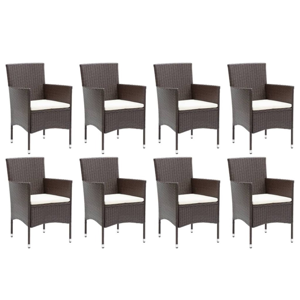 Set mobilier de grădină cu perne, 9 piese, maro, poliratan - 2 | YEO