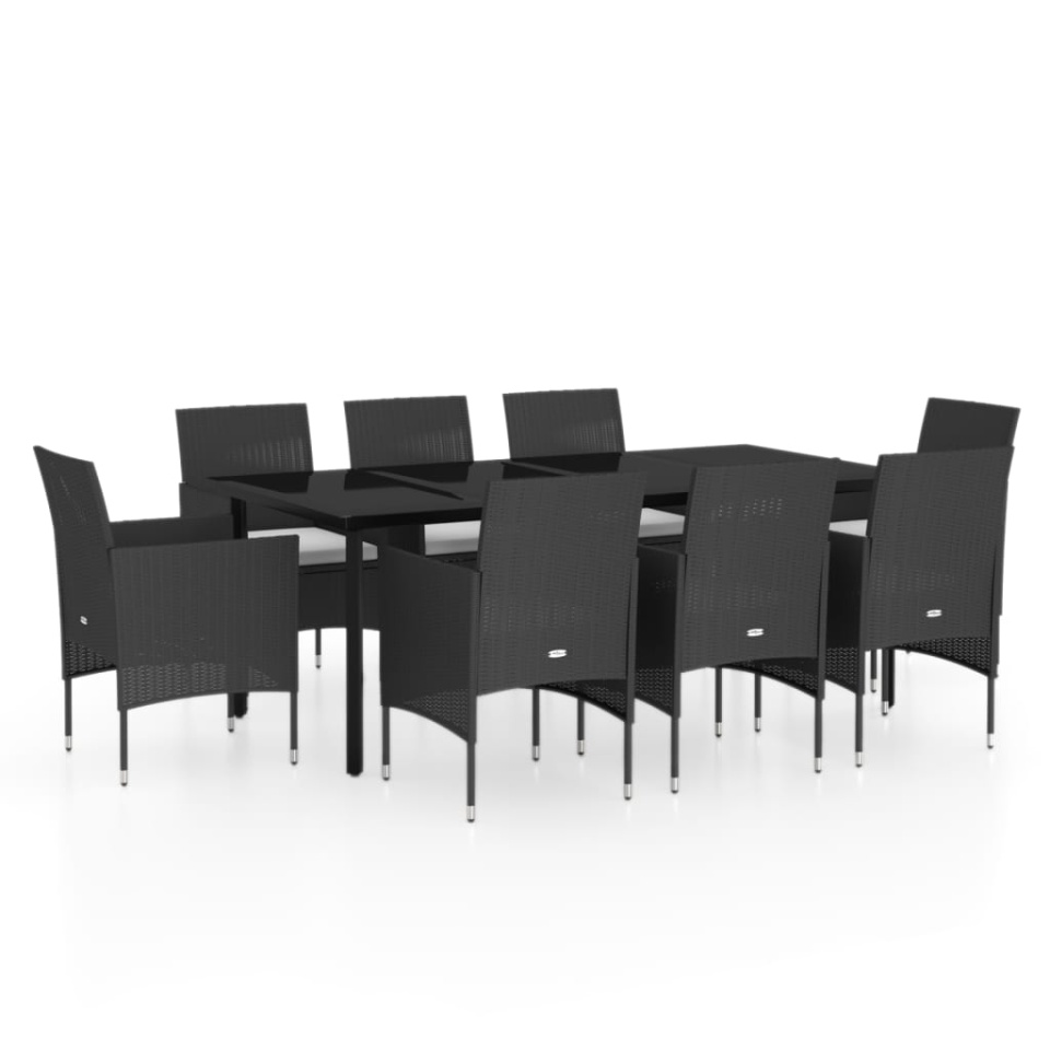 Set mobilier de grădină cu perne, 9 piese, negru - 1 | YEO