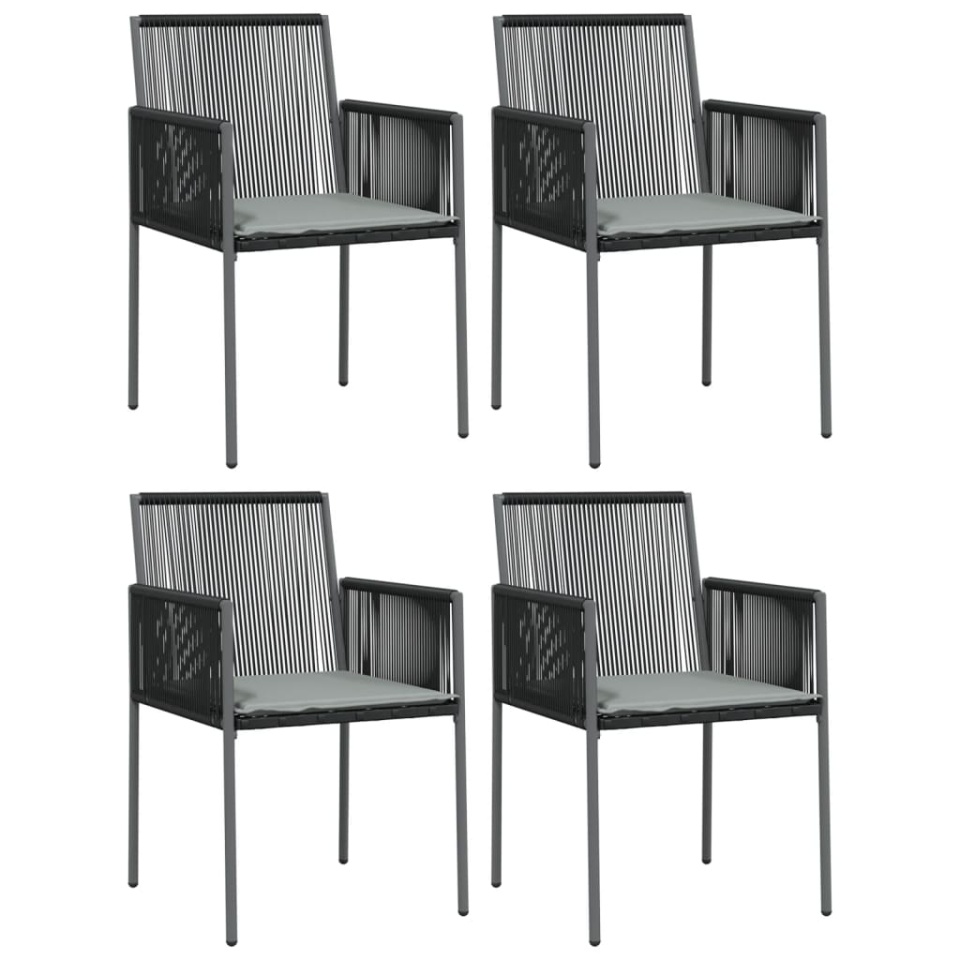 Set mobilier grădină cu perne, 5 piese, negru, poliratan & oțel - 3 | YEO