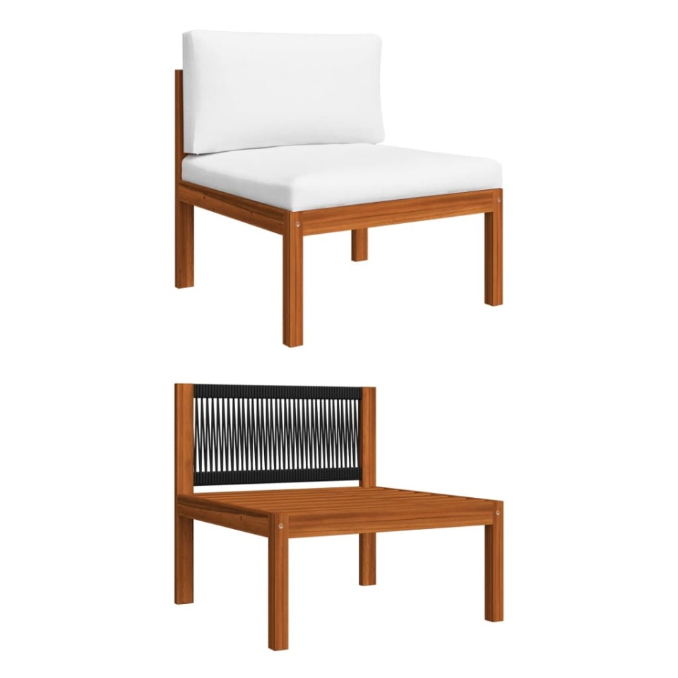 Set mobilier grădină cu perne, 6 piese, crem lemn masiv acacia - 3 | YEO