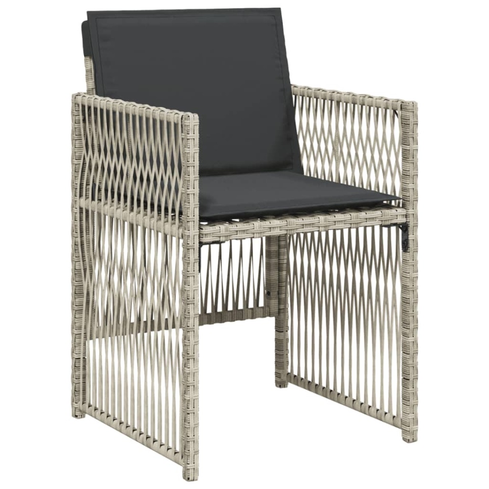 Set mobilier grădină cu perne, 9 piese, gri deschis, poliratan - 3 | YEO