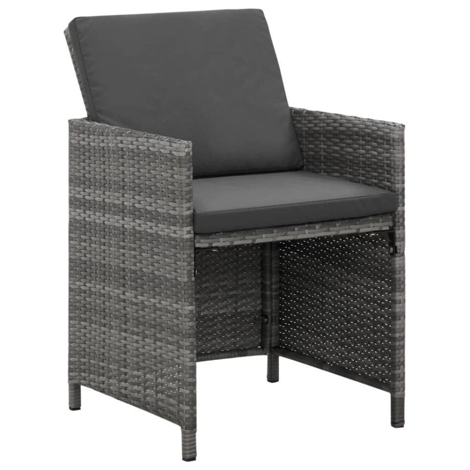 Set mobilier grădină cu perne, 9 piese, gri, poliratan - 2 | YEO