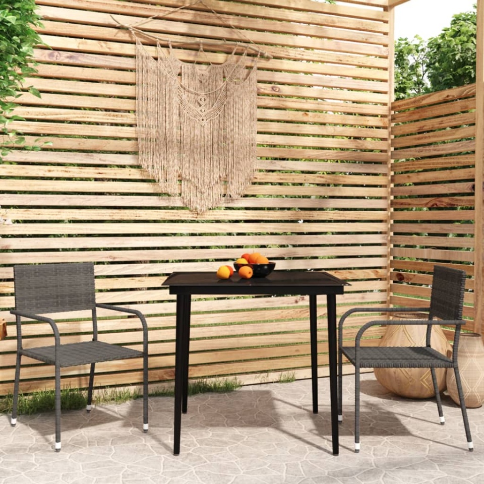 Set mobilier pentru grădină, 3 piese, gri