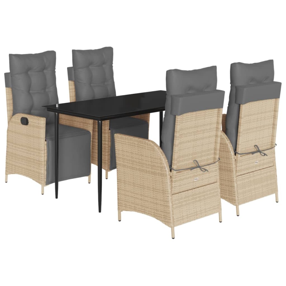 Set mobilier pentru grădină, 5 piese, cu perne, bej, poliratan - 1 | YEO