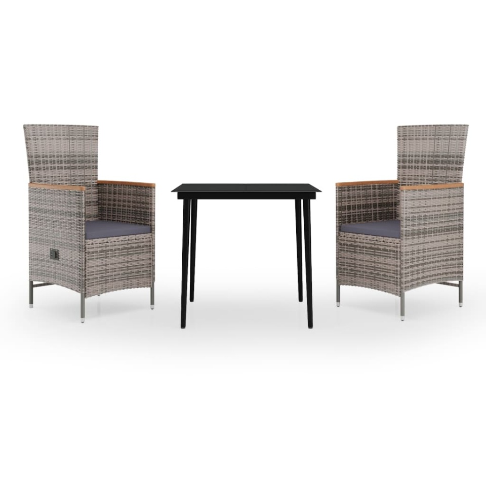 Set mobilier pentru grădină, cu perne, 3 piese, gri - 1 | YEO