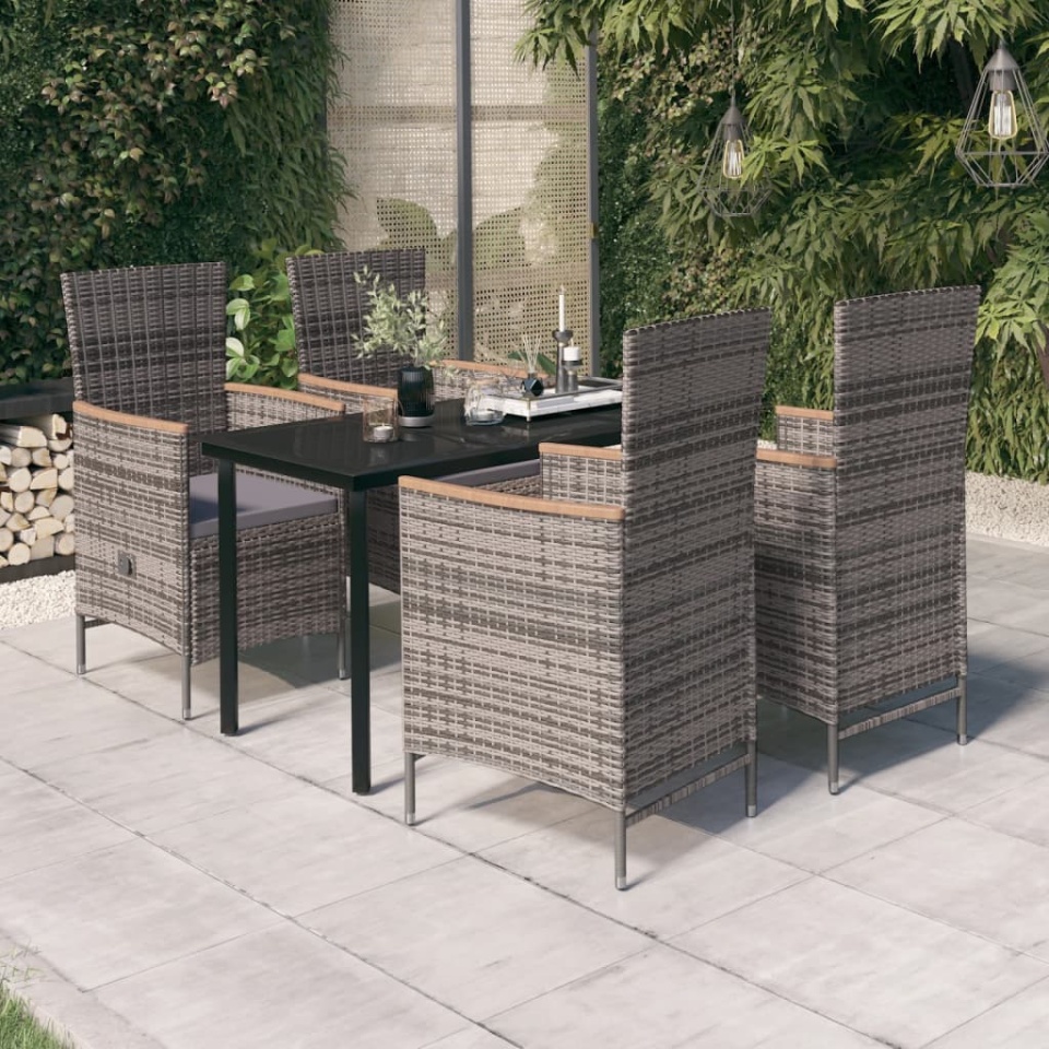 Set mobilier pentru grădină, cu perne, 5 piese, gri