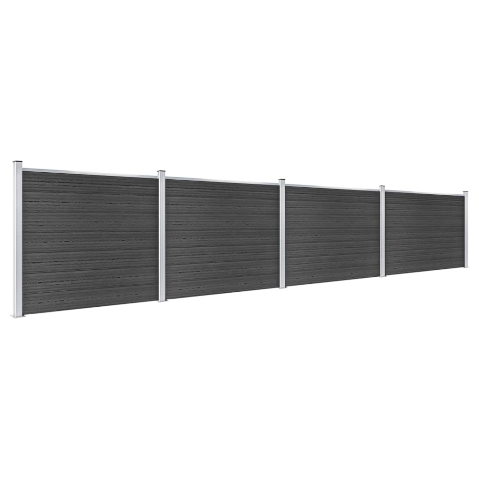 Set panouri gard, 699x146 cm, gri, WPC - 1 | YEO