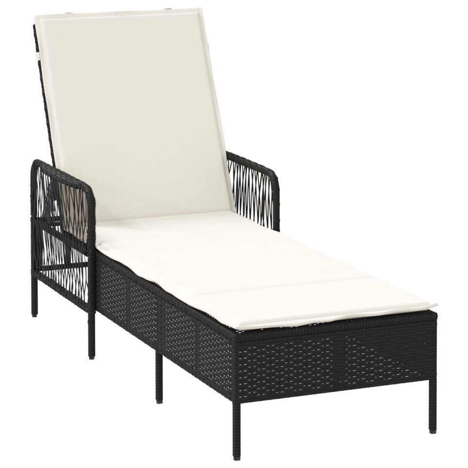 Șezlong Negru și crem PE Rattan 157 x 55 x 92 cm - 1 | YEO