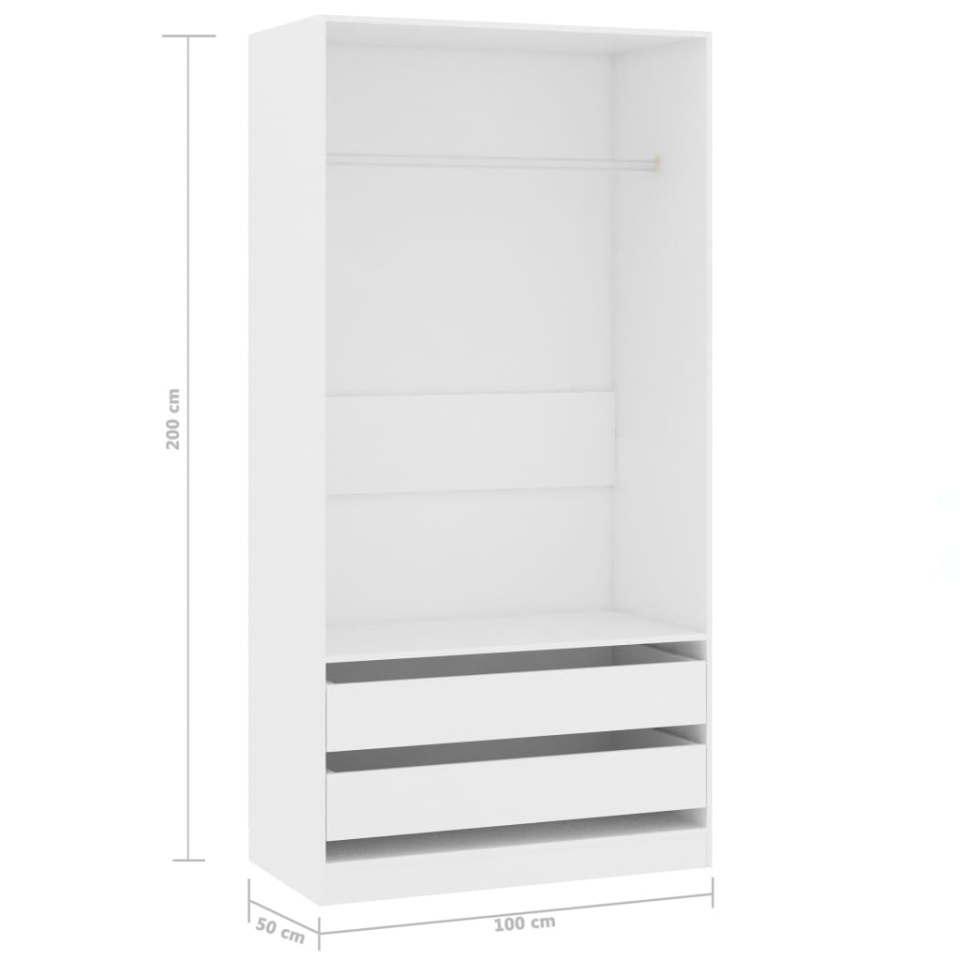 Șifonier, alb, 100x50x200 cm, lemn prelucrat - 4 | YEO