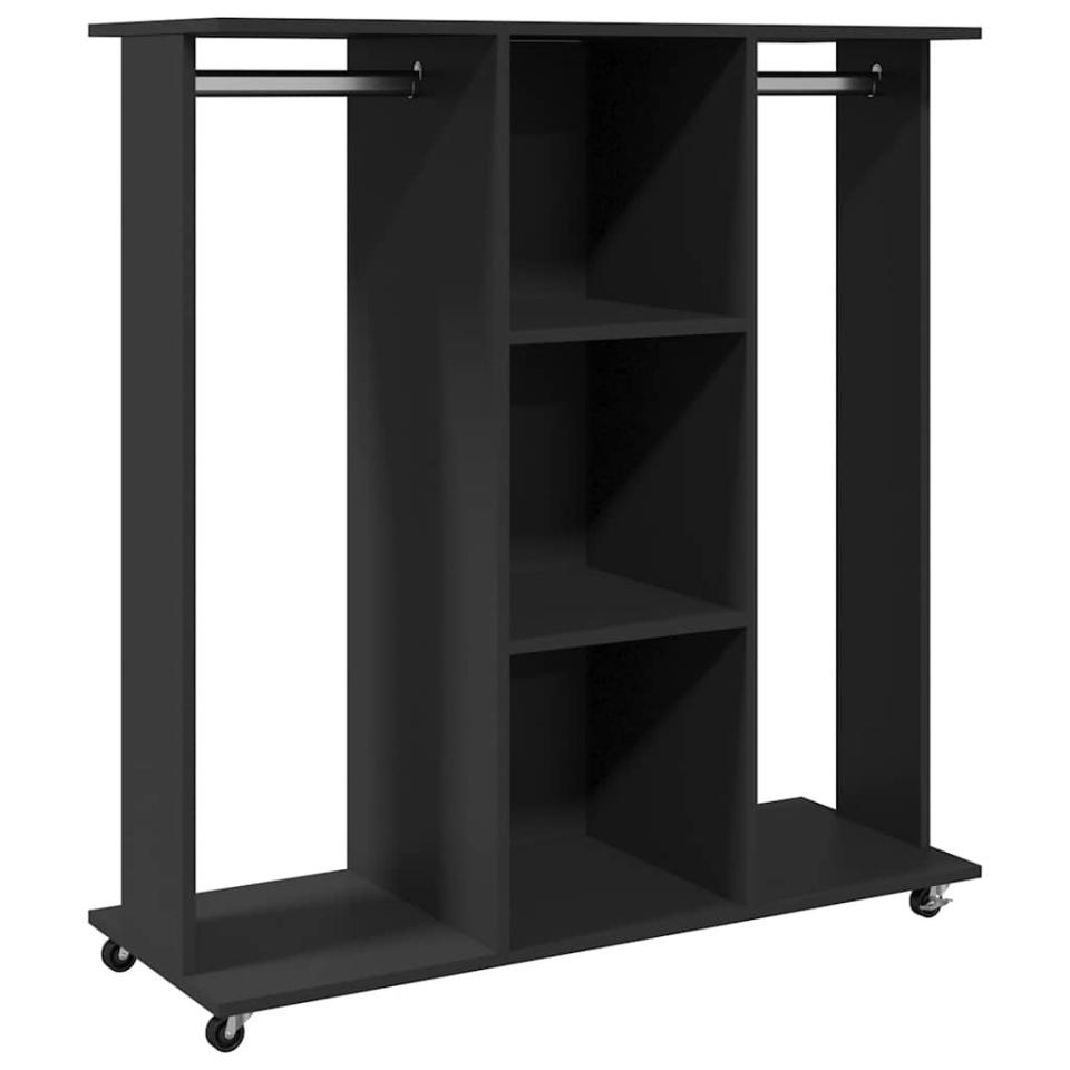 Șifonier cu roți, negru, 102x38x110 cm, lemn prelucrat - 1 | YEO