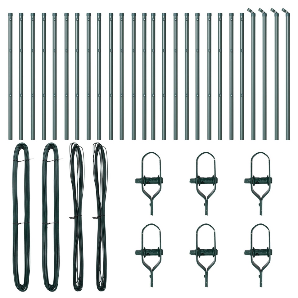Stâlpi de gard, 26 buc., verde, Ø32 mm, 120 cm, oțel zincat - 1 | YEO