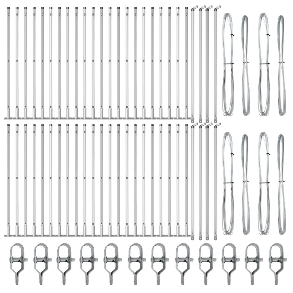 Stâlpi de gard cu plăci de bază 52 pcs Ø32mm 90cm Oțel galvanizat - 1 | YEO