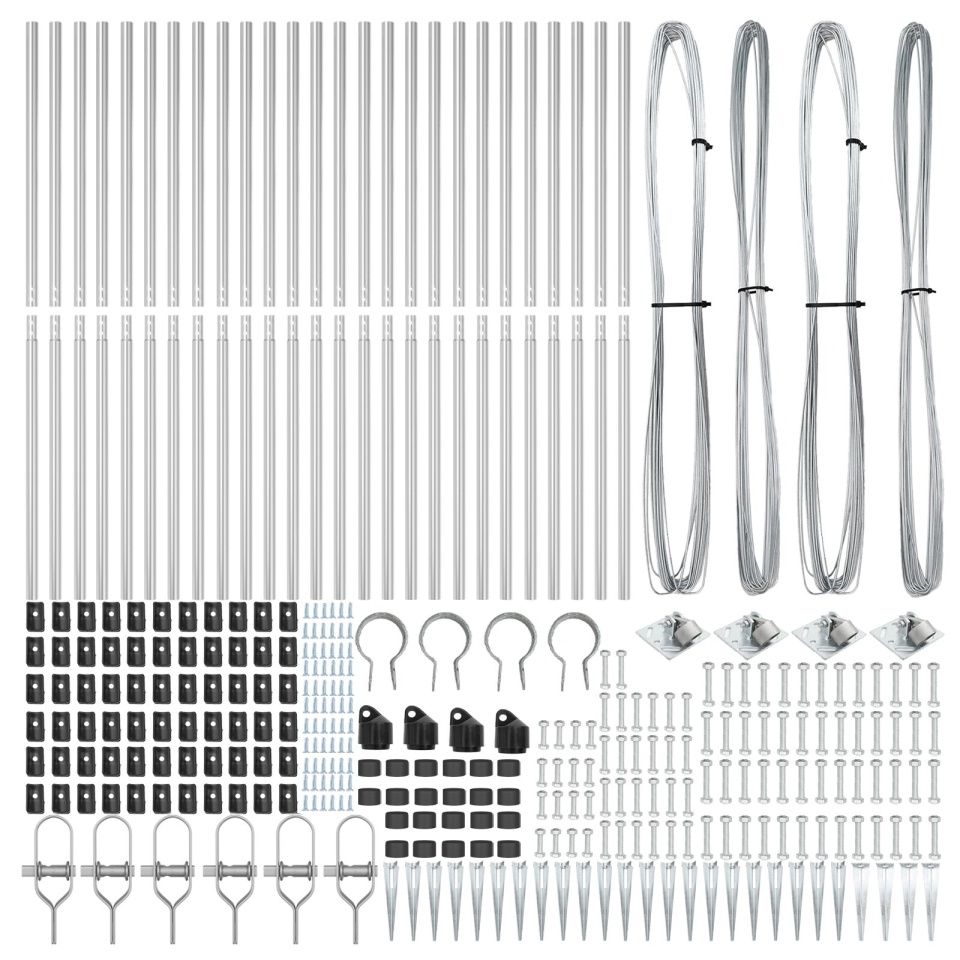 Stâlpi de gard cu vârf 26 buc Ø32 mm 140 cm Oțel galvanizat - 2 | YEO