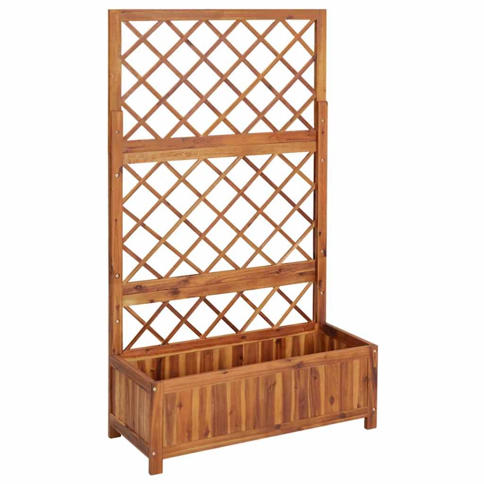 Strat înălțat cu spalier, 85x38x150 cm, lemn masiv de acacia - 1 | YEO