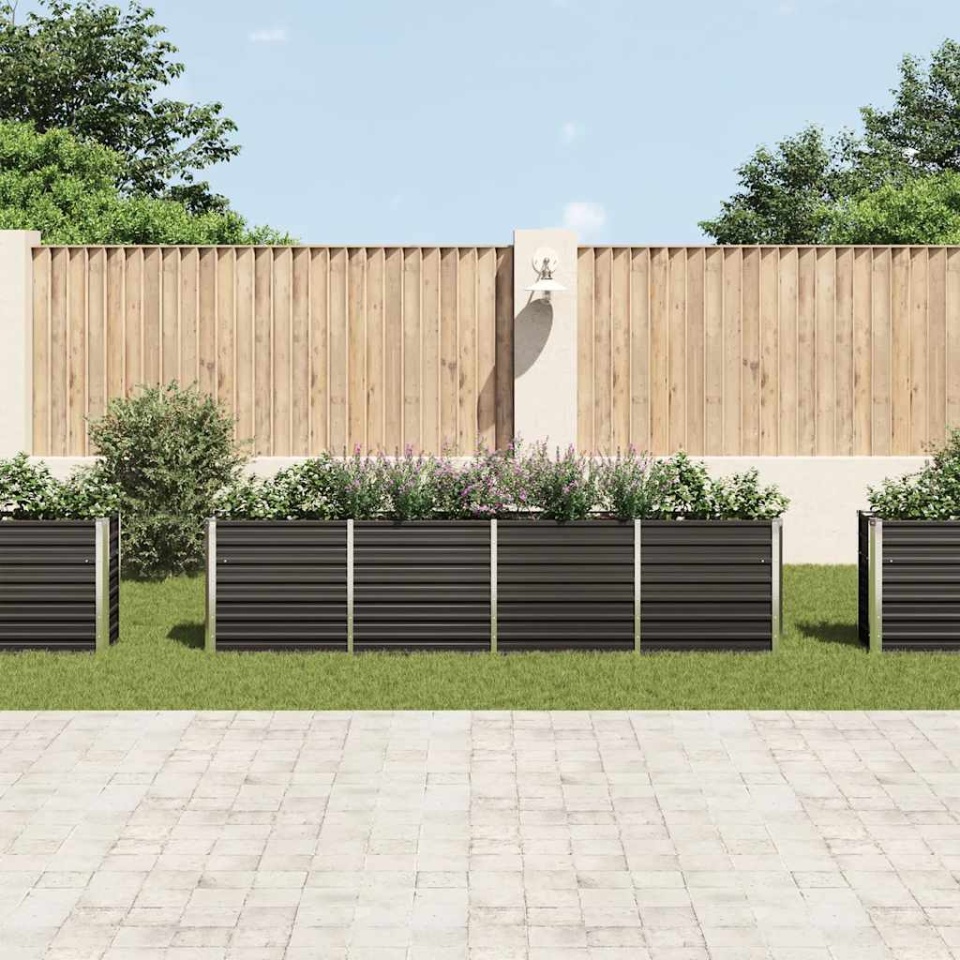 Strat înălțat grădină, antracit, 320x40x77 cm, oțel galvanizat - 2 | YEO