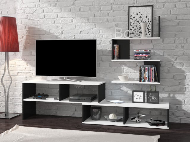 Sydney Comoda Tv White/Black High Gloss