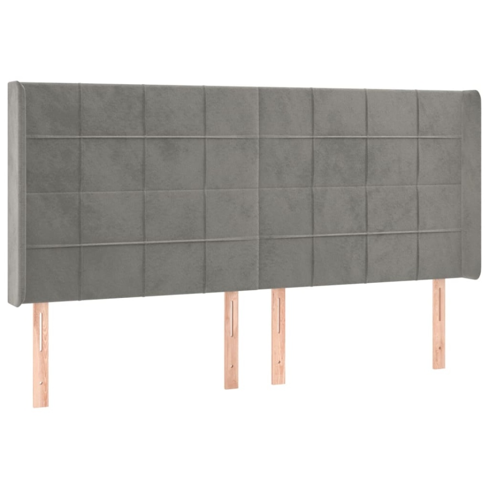 Tăblie de pat cu aripioare gri deschis 183x16x118/128cm catifea - 1 | YEO