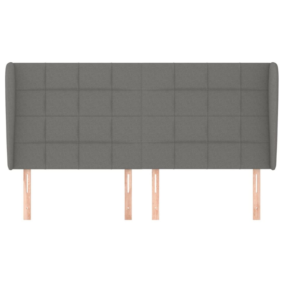 Tăblie de pat cu aripioare gri închis 163x23x118/128 cm textil - 2 | YEO