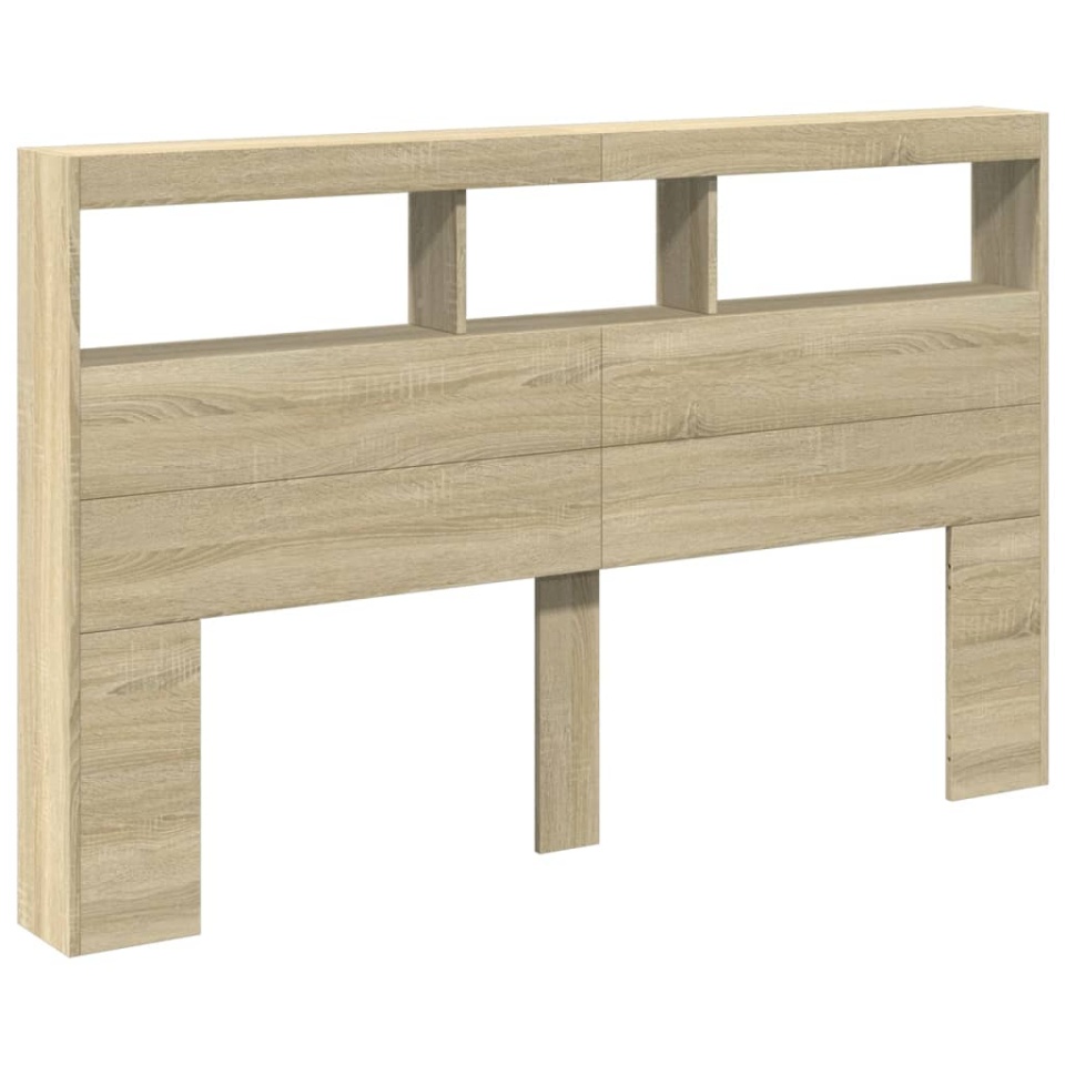 Tăblie de pat cu dulap și LED, stejar sonoma, 160x17x102 cm - 2 | YEO
