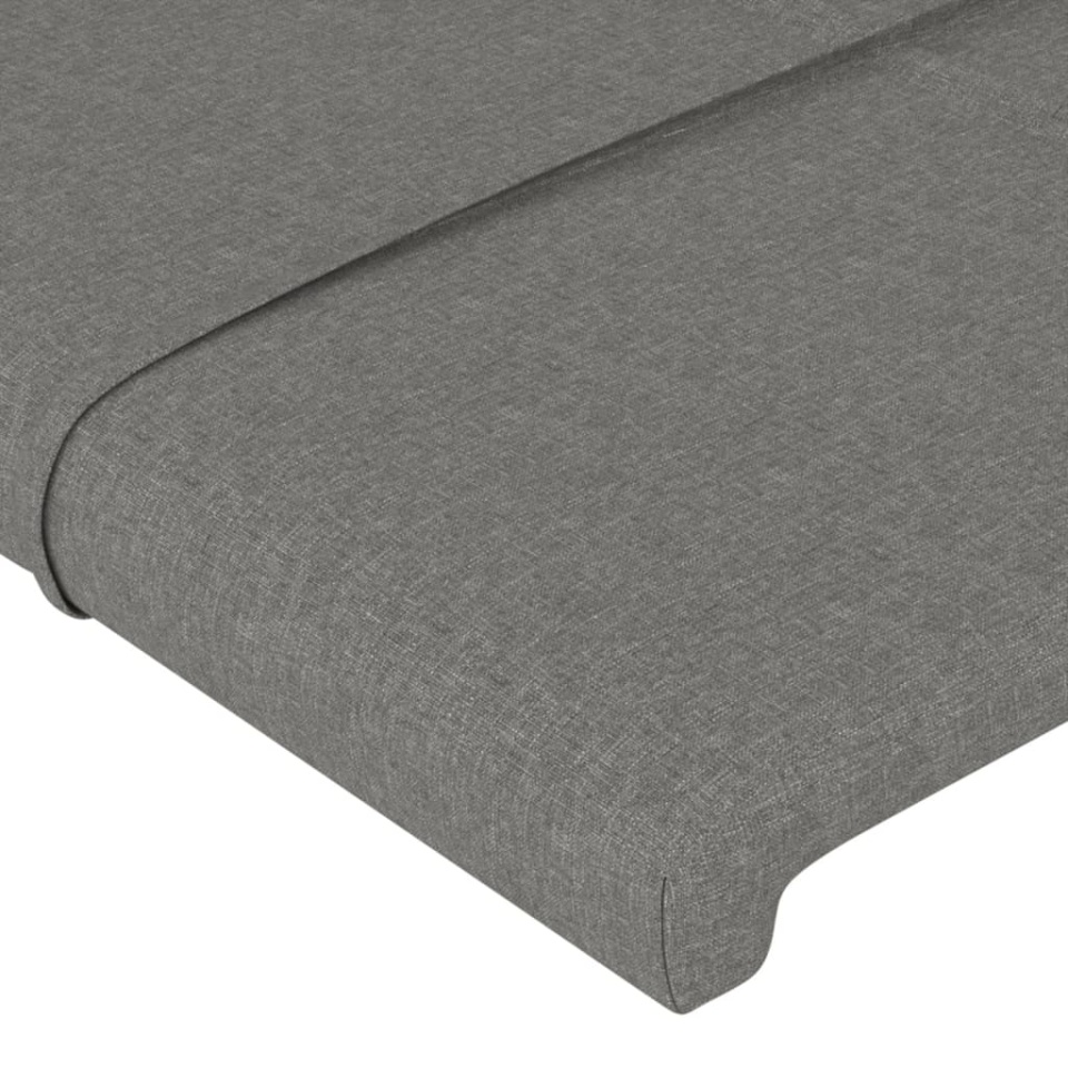 Tăblie de pat cu LED, gri închis, 163x16x118/128 cm, textil - 3 | YEO
