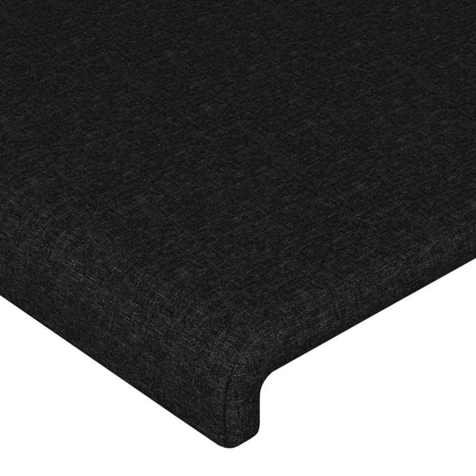 Tăblie de pat cu LED, negru, 160x5x118/128 cm, textil