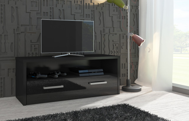 Tirana (Comoda Tv) Black/Black High Gloss