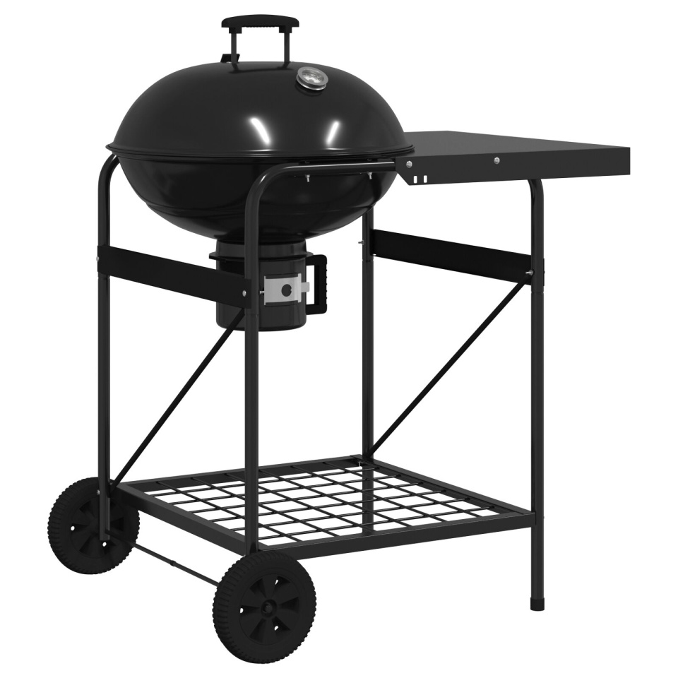 Trolly pentru grătar din cărbune cu capac, Negru, 96x72x113 cm, Metal - 1 | YEO