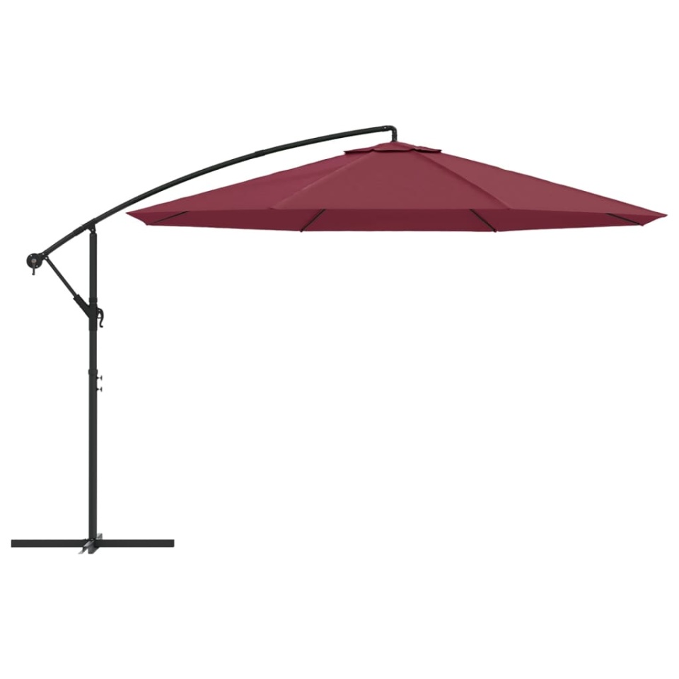 Umbrelă consolă de grădină cu stâlp din aluminiu, bordo, 350 cm - 2 | YEO