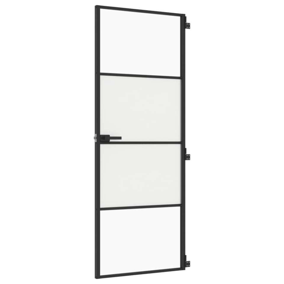Ușă de interior negru 76x201,5 cm sticlă securiz./aluminiu slim - 1 | YEO
