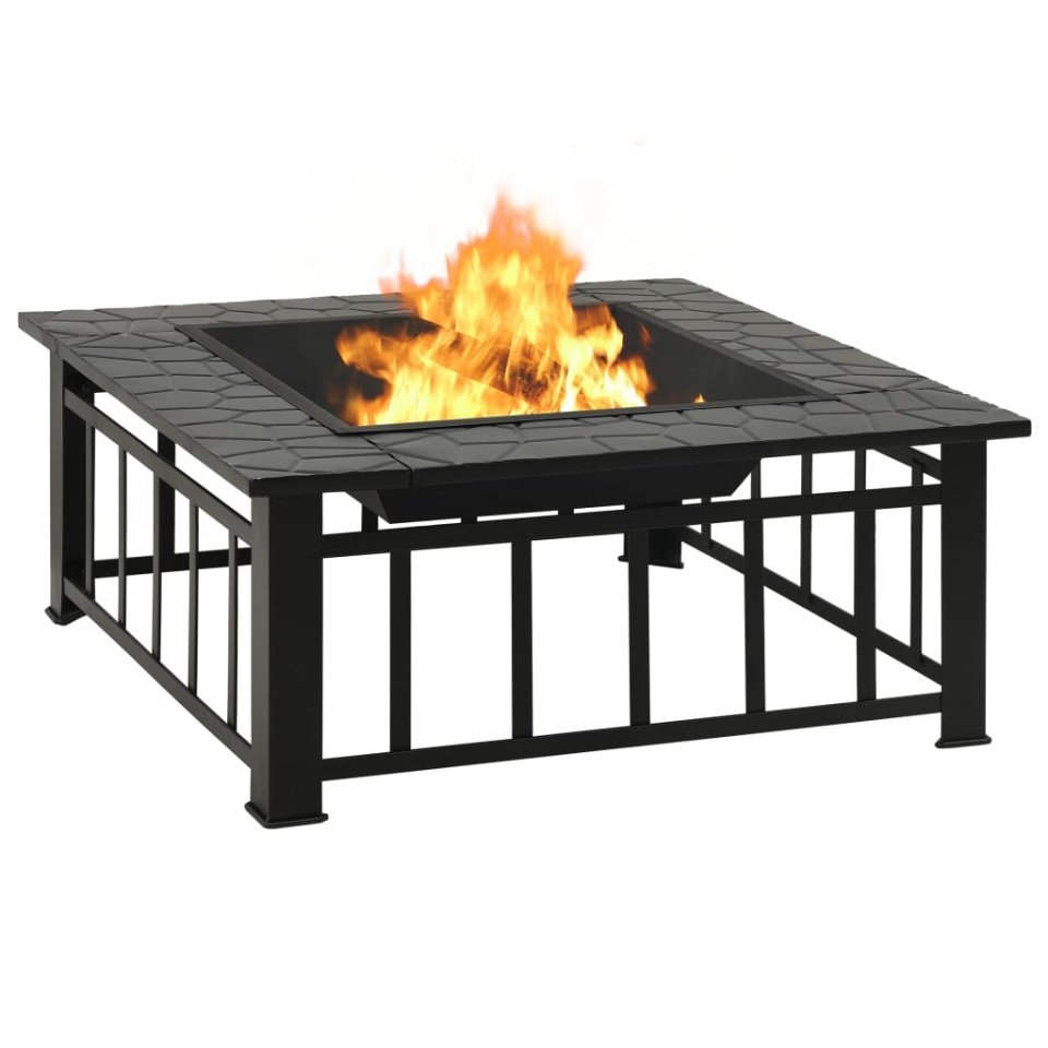 Vatră de foc cu vătrai, 79x79x46,5 cm, oțel, XXL - 3 | YEO