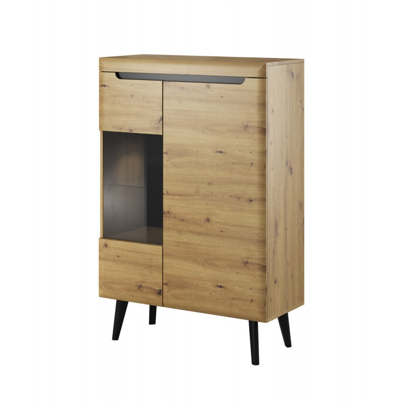 Vitrina artizanală din stejar Scandi SC08 90 cm 2D